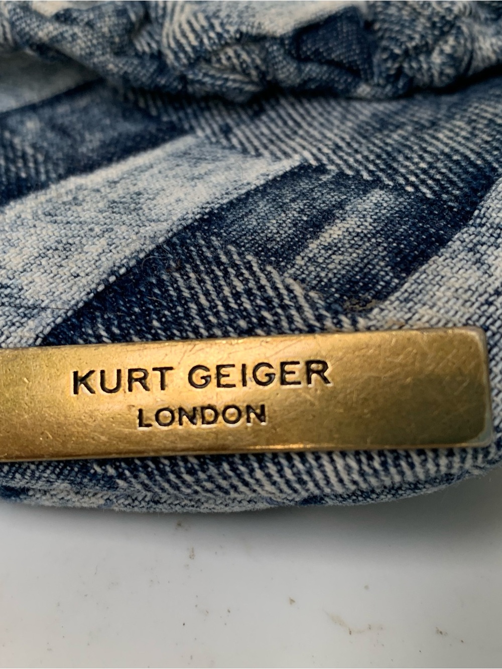 Kurt Geiger London Denim Accessory with Brass Plate